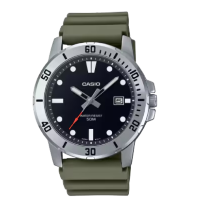 Casio General MTP-VD01-3EV Green Resin Band Men Watch